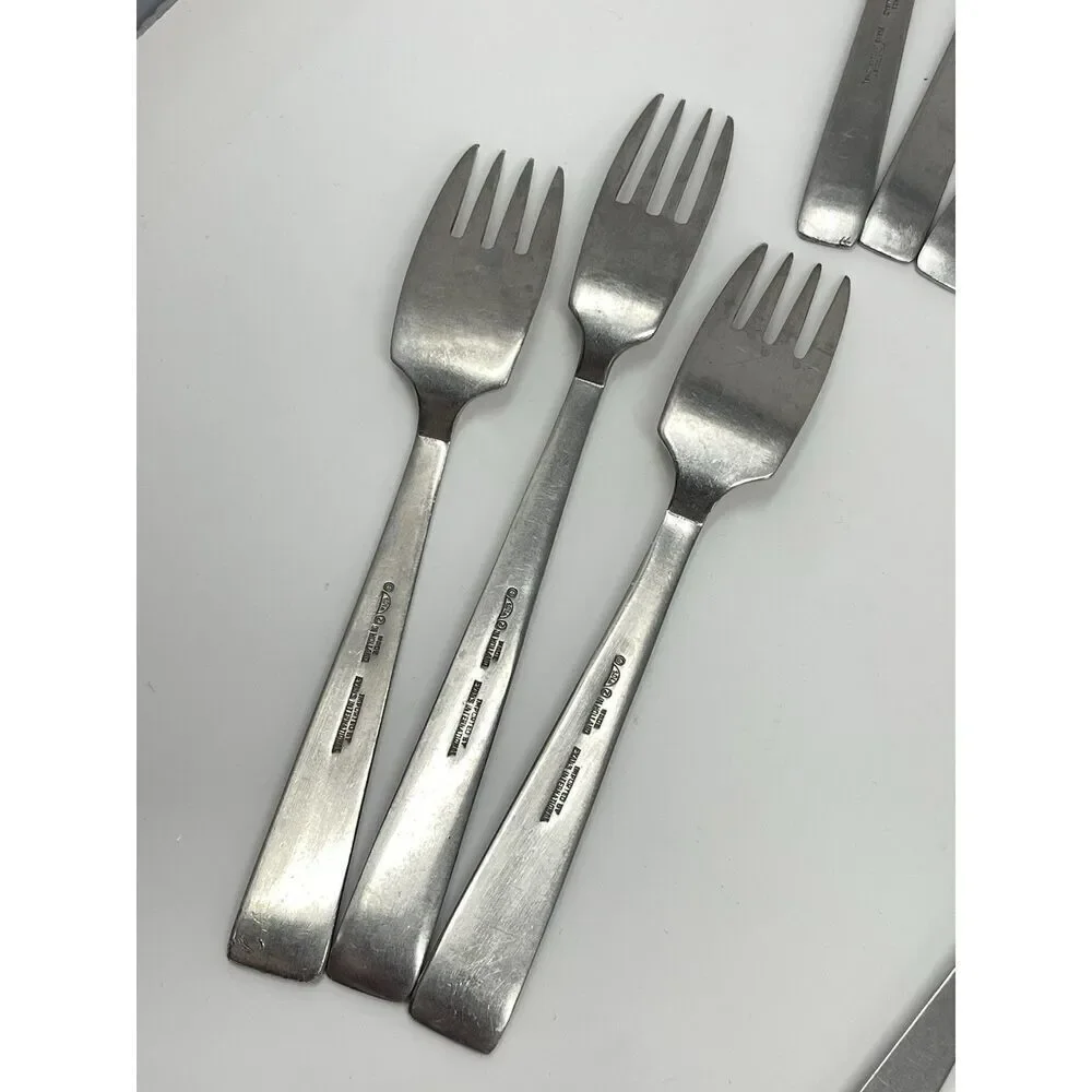 SOLA CORA Flatware Lot MCM HOLLAND STAINLESS STEEL Set Of 12 Forks Knives Spoons